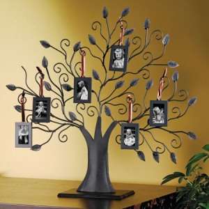 BRONZE TREE OF LIFE CENTERPIECE WITH 6 PICTURE FRAMES  