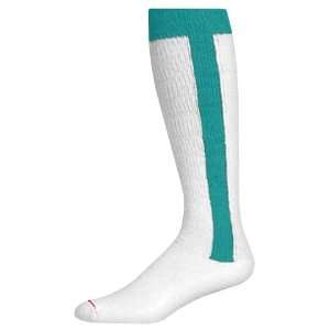  Bristol T10 Stirrup/Sanitary Baseball Socks WHITE/TEAL T10 