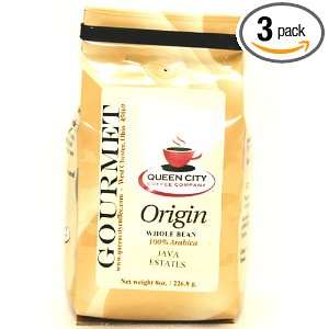 Queen City Coffee Java Estates Coffee, Whole Bean, 8 Ounce Bags (Pack 