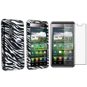 Silver / Black Zebra Snap on Case with Free Screen Protector for LG 