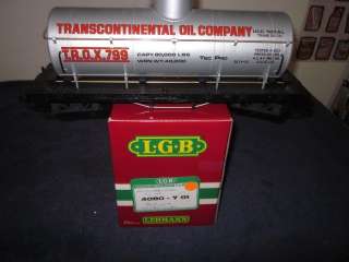   4080 Y 01 G SCALE GAUGE TRANSCONTINENTAL OIL COMPANY TANK CAR BOXED