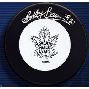  Bobby Baun Signed Maple Leafs Hockey Puck 