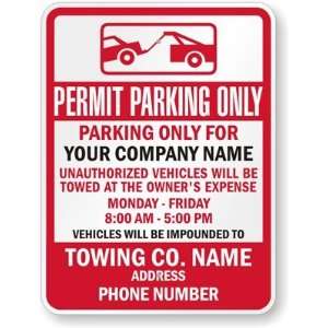  Permit Parking Only, Parking Only For, Your Company Name 