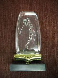 FEMALE GOLF acrylic fossil award trophy black base  