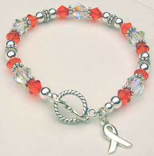 Sterling Silver & swarovski crystal Leukemia Awareness bracelet