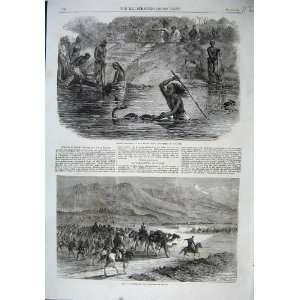    1864 Hindoo Bathers River Jumna Snake Cattle Scinde