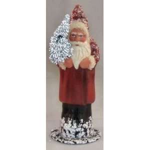  Ino Schaller Paper Mache Santa with Old Red Coat 
