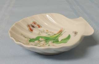 Hand Decorated Limoges France Porcelain scallop Shell Dish w Butterfly 