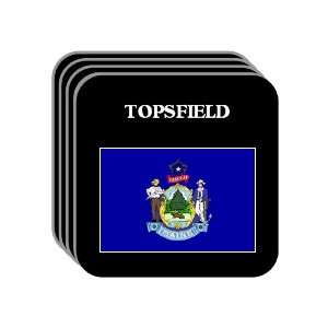 US State Flag   TOPSFIELD, Maine (ME) Set of 4 Mini Mousepad Coasters