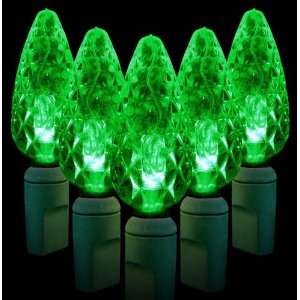 C6 LED Strawberry Green Prelamped Light Set, Green Wire   70 LED Pure 