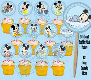 Baby Mickey Mouse 1.5 Cupcake Picks Cake Topper  12 pc  