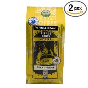 Pierce Brothers Organic Swiss Water Decaf House Blend, Whole Bean, 12 