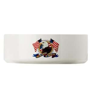  Large Dog Cat Food Water Bowl Bald Eagle Emblem with US 