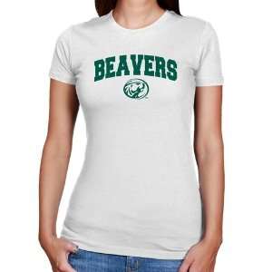  NCAA Bemidji State Beavers Ladies White Logo Arch Slim Fit 