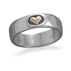   Silver And 14 Karat Gold Heart Ring   Size 6 CleverSilver Jewelry