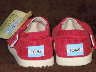 NIB Tiny Toms Infant Shoes Red Classics Crimson Cord  size 7 ADORABLE 