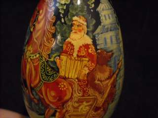 Small Wooden Russian decorated Egg K.Y. Belarus  