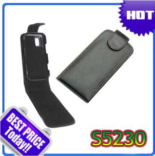Black Flip Leather Case For SAMSUNG S5230 TOCCO LITE  