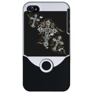  iPhone 4 or 4S Slider Case Silver Goth Crosses Everything 
