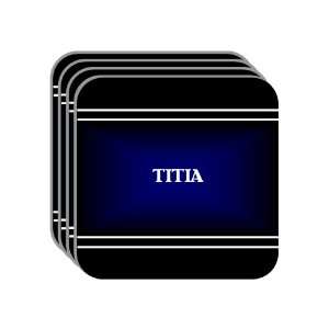 Personal Name Gift   TITIA Set of 4 Mini Mousepad Coasters (black 