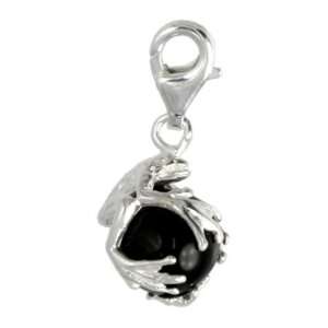 SilberDream Charm frog with cateye black 925 Sterling Silver Charms 