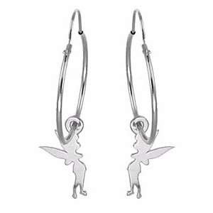 Tinker Bell Earrings Sterling Silver Hoops Disney Couture Tinkerbell