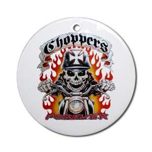  Ornament (Round) Choppers Forever with Skeleton Biker and 