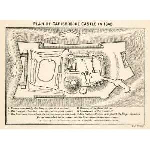   Castle Blueprint English Civil War Map   Original In Text Lithograph