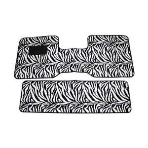 White Tiger Zebra Animal Print Front & Rear Pickup Truck Carpet Floor 