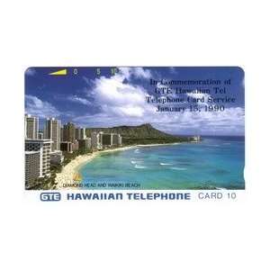 Collectible Phone Card 10u Diamond Head and Waikiki Beach Overprinted 