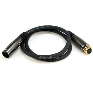 Premier Series XLR Male to XLR Female 16AWG Cable   Gold Plated   3ft 