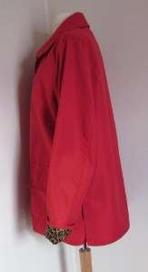 dennis basso Red Raincoat Womens size Medium Snap Front  