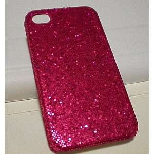  Magenta Glittery Bling Leather Case for Apple iPhone 4 