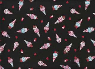 reversible ice cream print canvas fabric 100 % cotton thick fabric the 