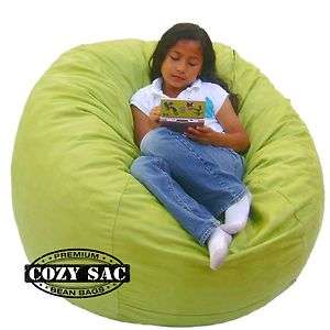 COZY SAC CHAIR LIME SUEDE BEAN BAG LOVE SEAT NEW  