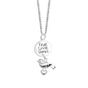   Silver True Love Waits with Bird Charm and Heart, 18 Jewelry