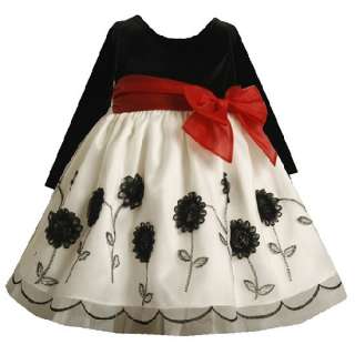New Bonnie Jean Girls Organza Flower Christmas Dress 2T  