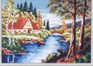 Beautiful Country Side Scenery Needlepoint Canvas  