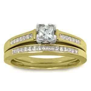   14k Yellow Gold Princess Diamond Bridal Set Ring (0.70 ctw) Jewelry