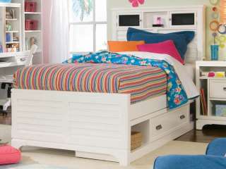 White Poplar Youth Twin Size Bed w/ Underbed Storage  