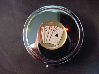 ACES POKER CARDS LOGO ROUND PILL BOX NEW  