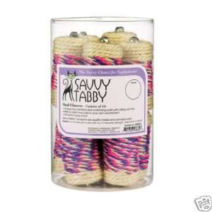  Savvy Tabby Sisal Chasers Canister of 10 Cat Toys Pet 