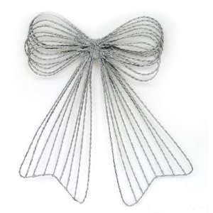  Package of 6   Pewter Look Wire Bow with Glitter