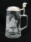 Eagle lidded glass beer stein made Germany  