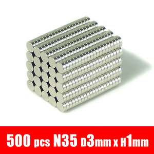500pcs 3mm x 1mm Disc Rare Earth Neodymium Super strong Magnets N35 