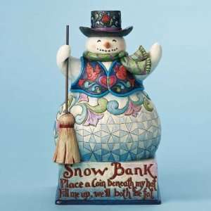Jim Shore SNOW BANK SNOWMAN Coin Bank 4015623 NIB 