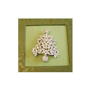    Bejeweled Christmas Holiday Tree Crystal Brooch Pin Jewelry
