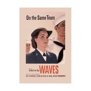 On the Same Team Enlist in the Waves 20x30 poster 