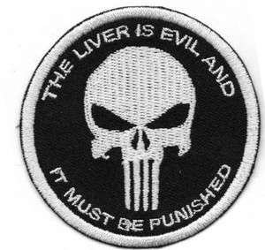 The Punisher Skull Round Appliques Embroidered Iron on Biker Patch 