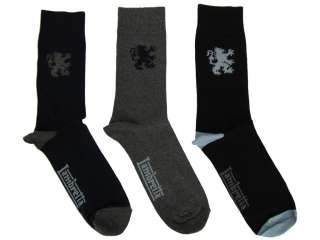 Mens Lambretta Lion Logo Socks 3 Pairs Black, Navy & Grey 7 11  